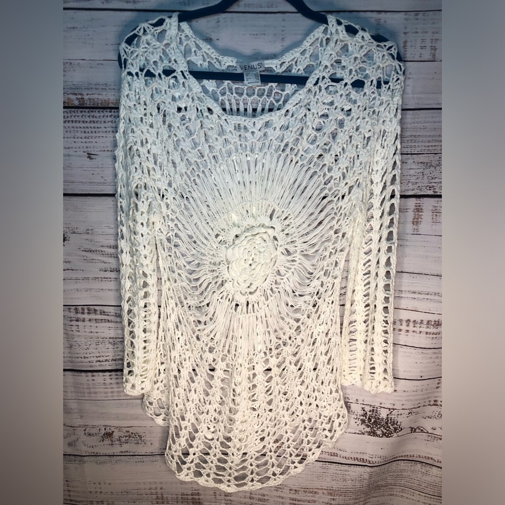 VENUS White Crochet Swim Coverup NWOT size S/M ☀️🔥☀️ - Picture 9 of 14